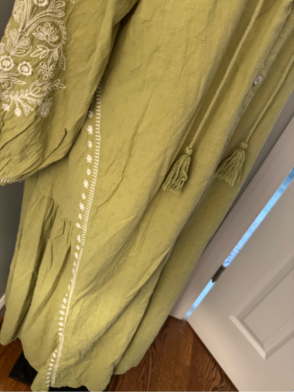 Zara Olive green dress flowy boho Maci dress. Size large - Picture 5 of 11